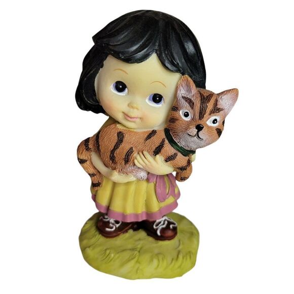 Tender Times Girl Holding Cat Collectible Figurine - Picture 1 of 10